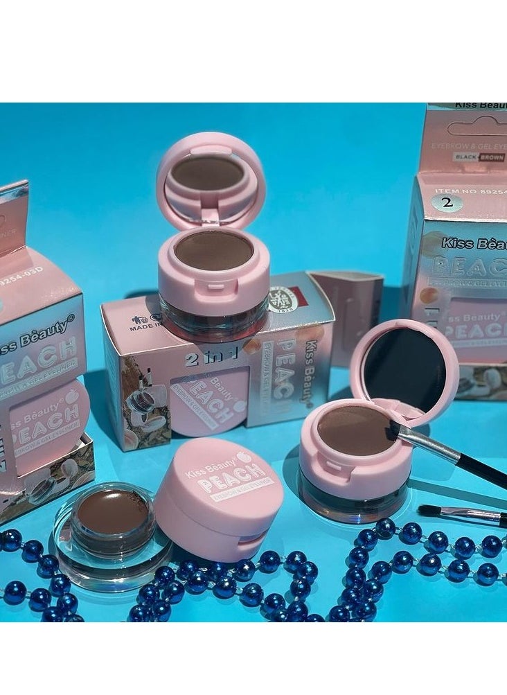 Kiss Beauty - 2 in 1 Eyebrow Powder & Gel eyeliner All-in-One Brow Powder & Gel Eyeliner – Easy-to-Use, Travel-Friendly for Natural & Bold Looks - Image 1