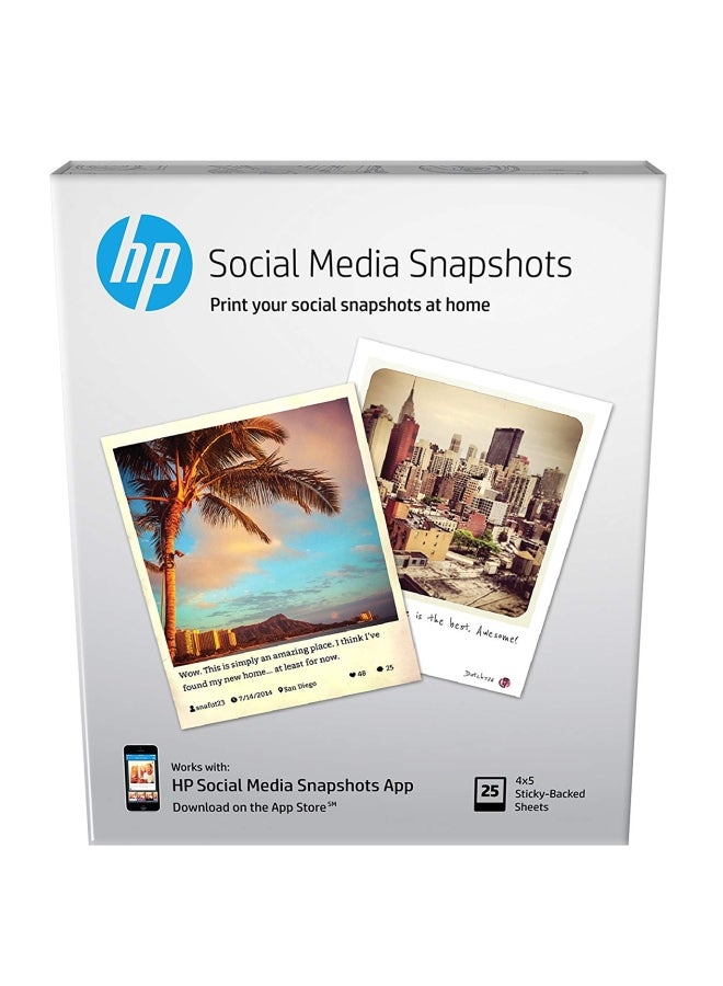 HP 25-Piece Sticky-Backed Photo Paper Set - Image 1