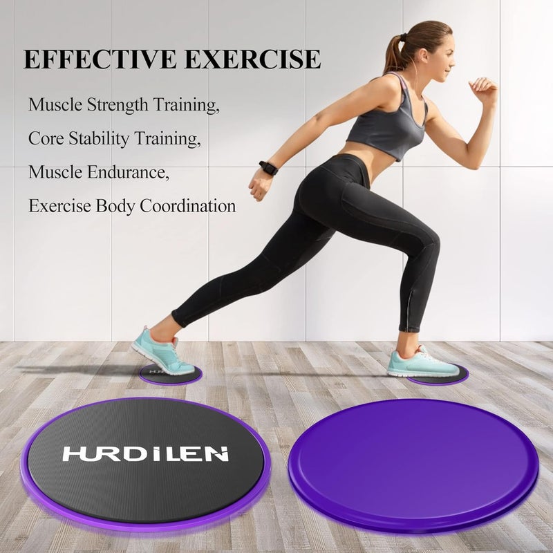 Hurdilen أقراص الانزلاق الأساسية، أقراص تمرين مزدوجة الاستخدام على السجاد والأرضيات الخشبية، خفيفة الوزن ومثالية كأداة لياقة لتدريب قوة البطن الأساسية - Image 3