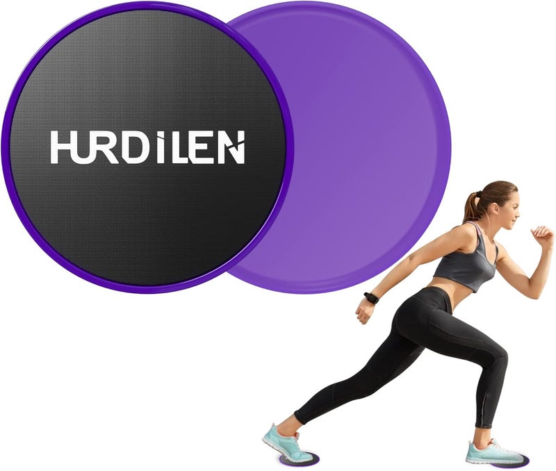 Hurdilen أقراص الانزلاق الأساسية، أقراص تمرين مزدوجة الاستخدام على السجاد والأرضيات الخشبية، خفيفة الوزن ومثالية كأداة لياقة لتدريب قوة البطن الأساسية - Image 1