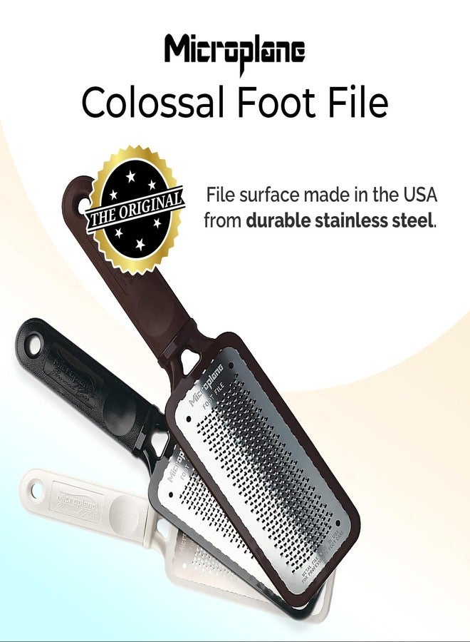 Microplane Colossal Foot File Scraper - The Original Stainless Steel Foot Rasp, Dead Skin/Callus Remover for Feet, Gentle Foot Scrubber, Pedicure Tools for Salon-Quality Foot Care, Brown - Image 3