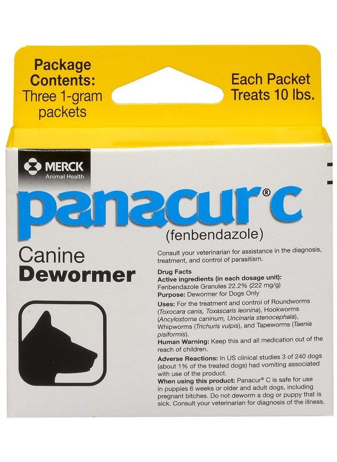 Panacur Panacur C Canine Dewormer (Fenbendazole), 1 Gram, Yellow, 3 Count (Pack of 1)  - Image 1