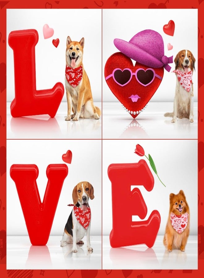 Vivifying Valentine's Day Dog Bandanas - 2 Pack Romantic Pet Accessories with Love Hearts, Dog Scarf for Spoiling Your Pooch on February 14th (Large, Red & Pink) - Image 4