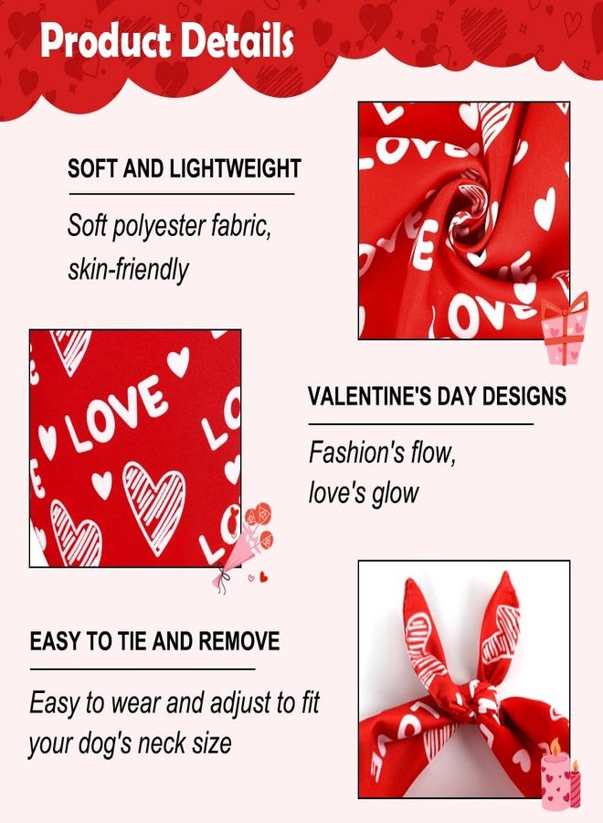 Vivifying Valentine's Day Dog Bandanas - 2 Pack Romantic Pet Accessories with Love Hearts, Dog Scarf for Spoiling Your Pooch on February 14th (Large, Red & Pink) - Image 2