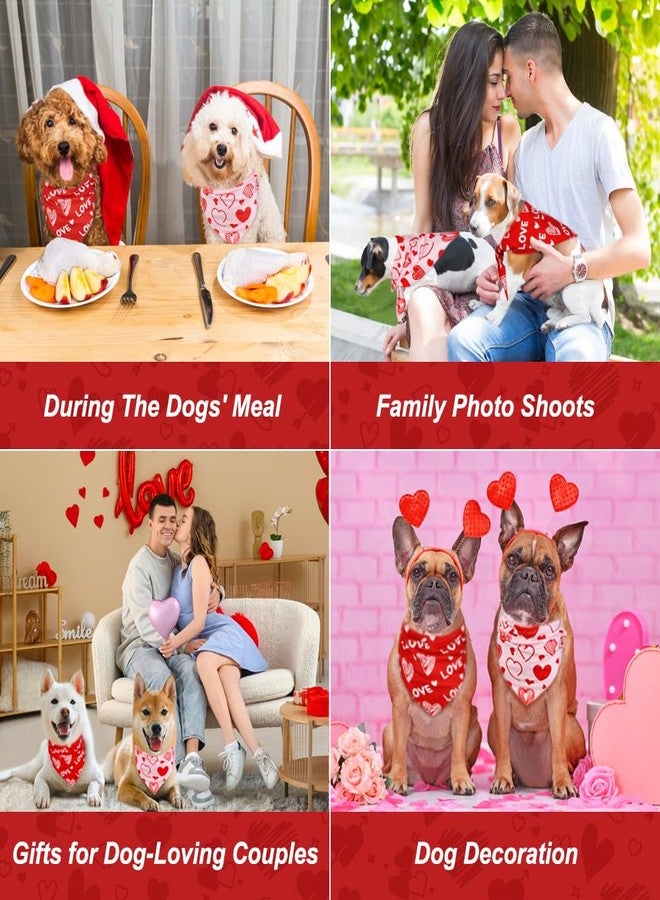 Vivifying Valentine's Day Dog Bandanas - 2 Pack Romantic Pet Accessories with Love Hearts, Dog Scarf for Spoiling Your Pooch on February 14th (Large, Red & Pink) - Image 5