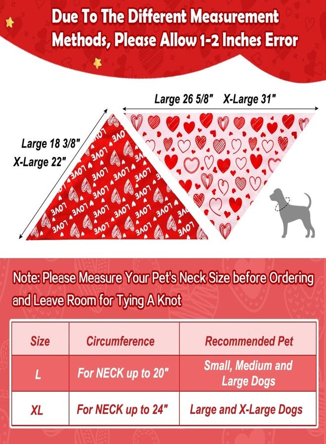 Vivifying Valentine's Day Dog Bandanas - 2 Pack Romantic Pet Accessories with Love Hearts, Dog Scarf for Spoiling Your Pooch on February 14th (Large, Red & Pink) - Image 3
