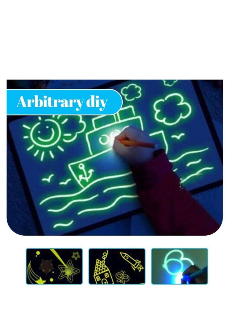 Excefore - Magic LED Light Drawing Pad, LCD Writing Tablet Doodle Board,Colorful Drawing Tablet Writing Pad, Kids Travel Essentials, for Girls Boys (A4) - Image 1