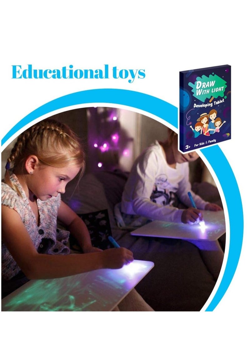 Excefore - Magic LED Light Drawing Pad, LCD Writing Tablet Doodle Board,Colorful Drawing Tablet Writing Pad, Kids Travel Essentials, for Girls Boys (A4) - Image 1