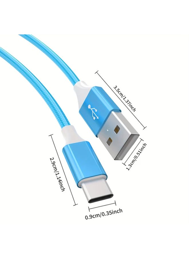 3 حزمة USB A إلى Type C كابل شحن سريع مضفر 3 قدم 6 قدم للهواتف الذكية - Image 2