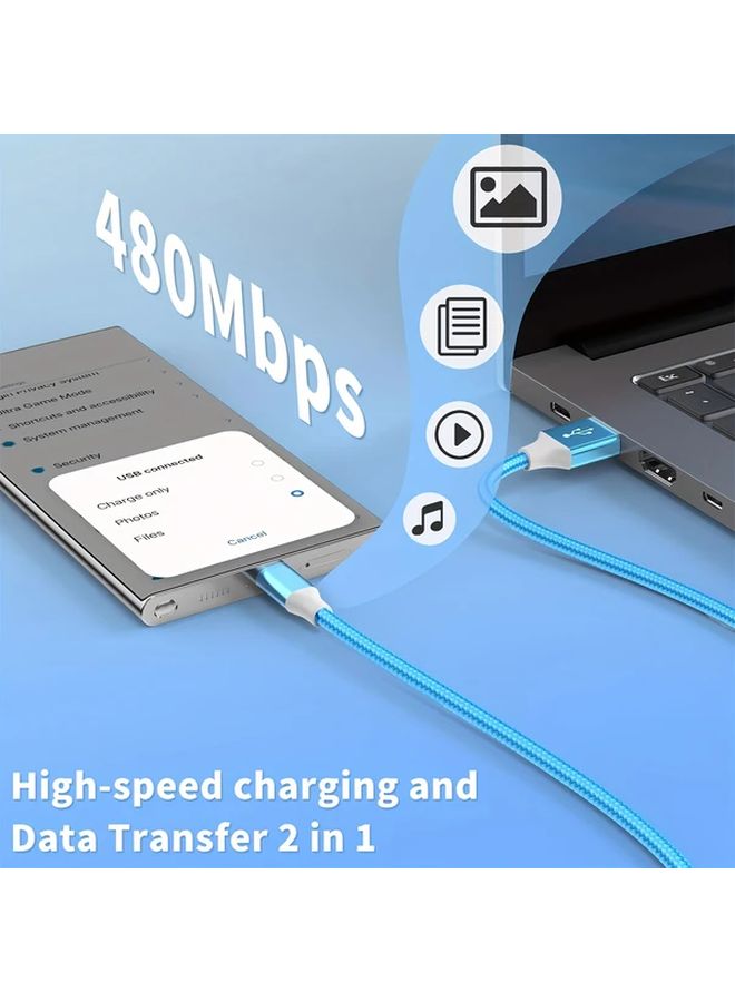 3 حزمة USB A إلى Type C كابل شحن سريع مضفر 3 قدم 6 قدم للهواتف الذكية - Image 4