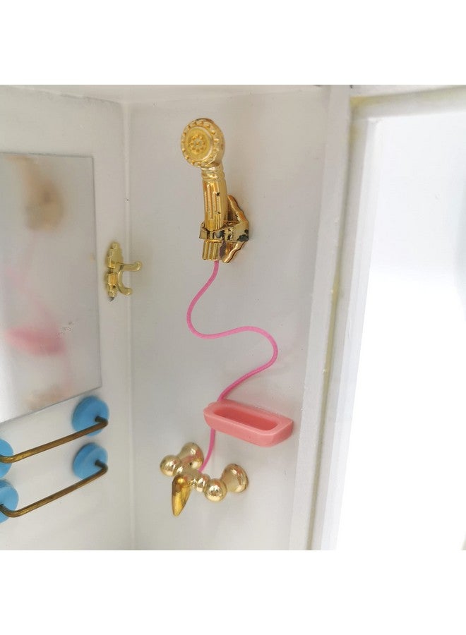 SXFSE Dollhouse Shower Room1:12 Dollhouse Miniature Furniture Simulation White Bathroom Shower Room - Image 4