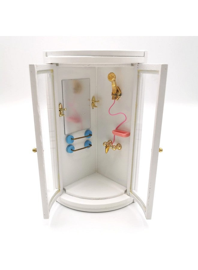 SXFSE Dollhouse Shower Room1:12 Dollhouse Miniature Furniture Simulation White Bathroom Shower Room - Image 3