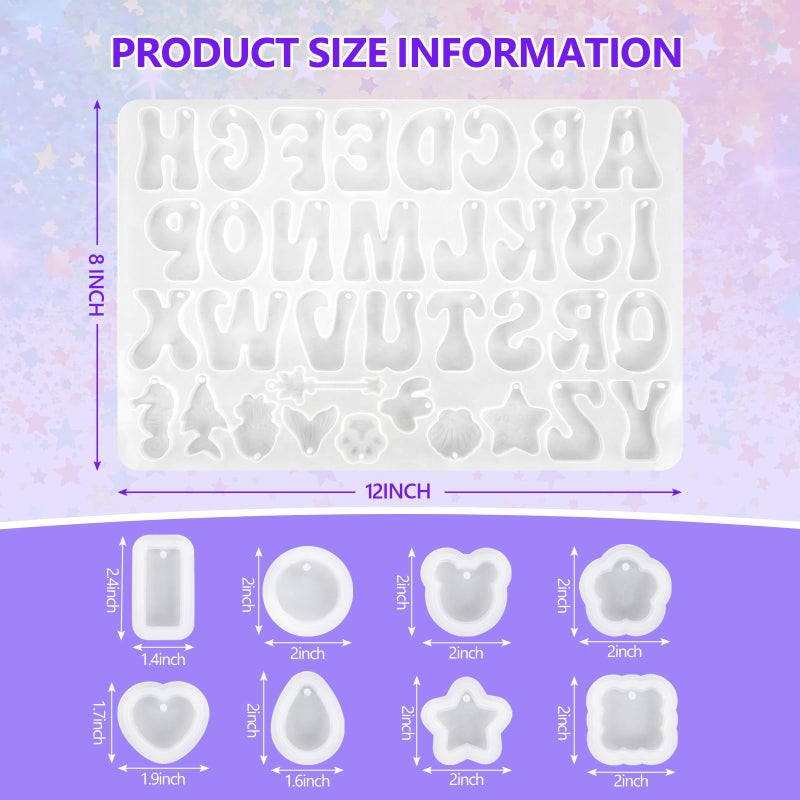 KISREL Epoxy Resin kit -18oz Clear Epoxy Resin with Silicone Alphabet Resin molds and Jewelry Making Kits, 2 Part Epoxy and Hardener for Casting Coating, Keychains, DIY Craft Decorations - Image 3