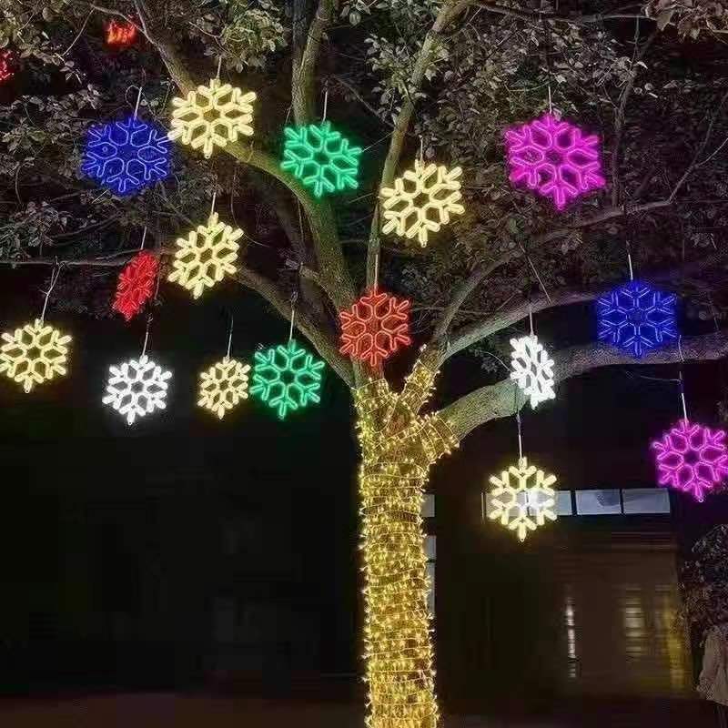 Cross-border outdoor lighting light five-pointed star snowflake star Moon Star North Star double five-star flexible light with decorative light - Image 4
