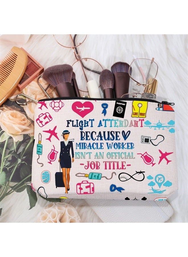MEIKIUP Flight Attendant Gifts Air Stewardess Cosmetic Bag Stewardess Aviation Makeup Pouch Flight School Student Graduation Gift (Flight Attendant Title Bag) - Image 2