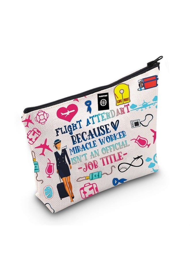 MEIKIUP Flight Attendant Gifts Air Stewardess Cosmetic Bag Stewardess Aviation Makeup Pouch Flight School Student Graduation Gift (Flight Attendant Title Bag) - Image 1