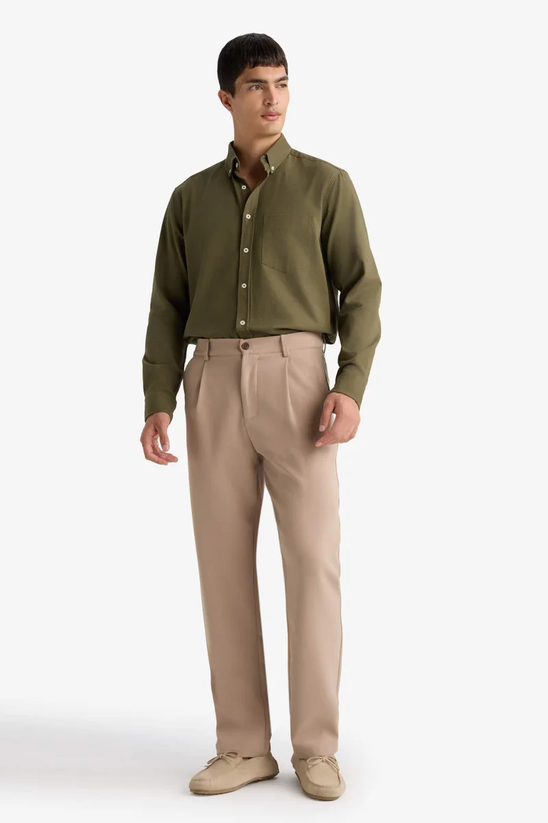 ديفاكتو Regular Fit Long Sleeve Gabardine Shirt
