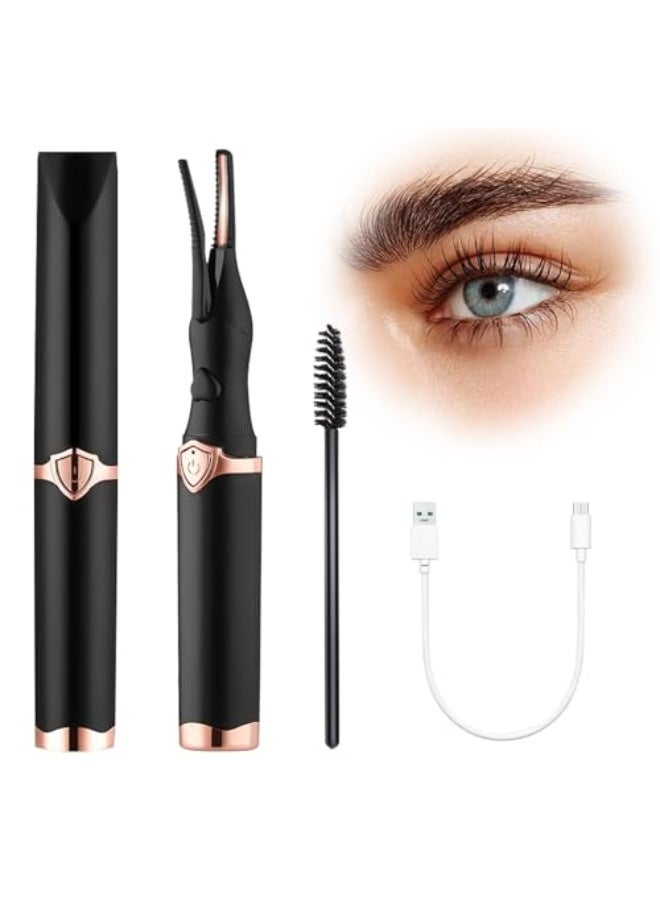 Heated Eyelash Curler, Portable, Mini Electric, Rechargeable, Quick Curling, Long-Lasting, Black - Image 1