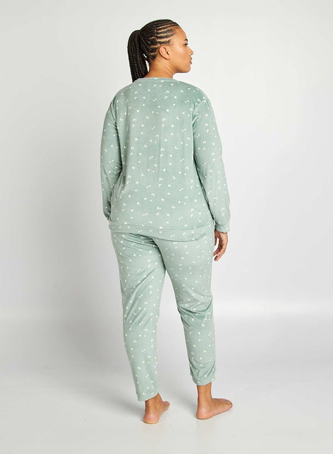 Kiabi Printed velour pyjamas set  - Image 3