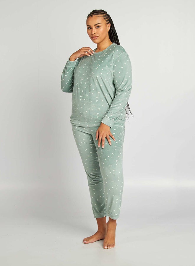 Kiabi Printed velour pyjamas set  - Image 1