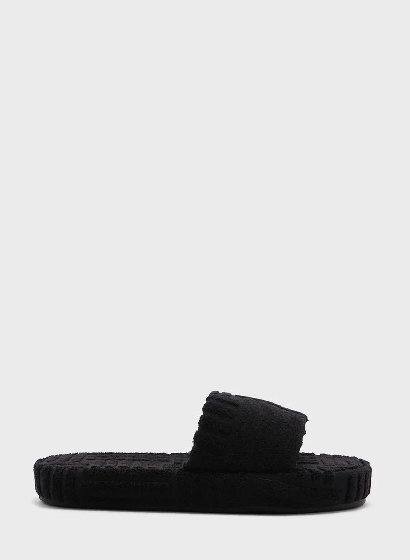 Truffle Printed Flannel Flat Sandal