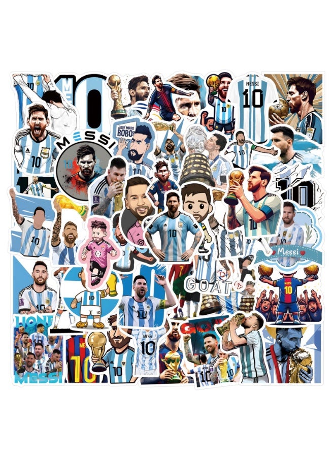 NIBEMINENT 50 Pcs Lionel Messi Deco Kit Waterproof Stickers, High Definition Printing Bright Colors, Suitable for Laptop Skateboard Luggage Water Bottle Guitar DIY - Image 1