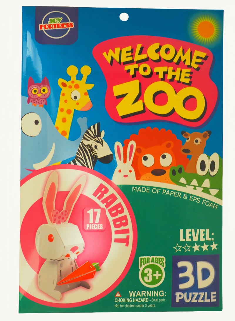 Kids' Zoo Animals DIY Puzzle: 3D Rabbit Paper Model Kit - Easy Build Educational Toy to Boost Spatial IQ - Image 2