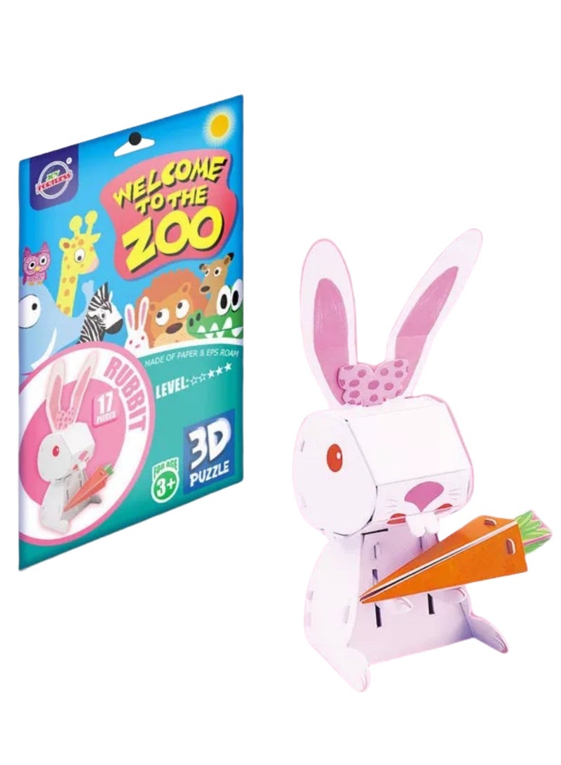 Kids' Zoo Animals DIY Puzzle: 3D Rabbit Paper Model Kit - Easy Build Educational Toy to Boost Spatial IQ - Image 1