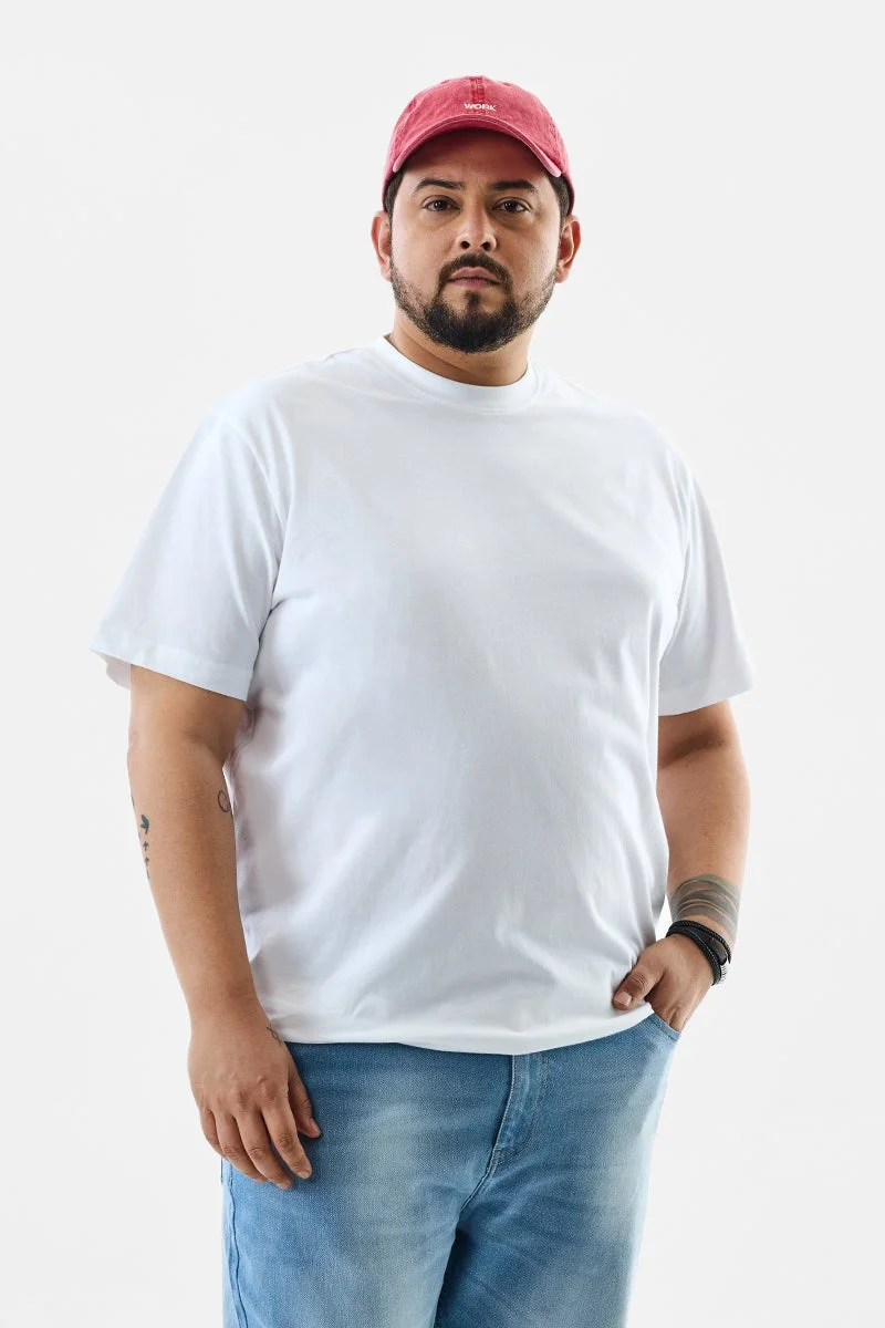 سنيتش تيشيرت قطن % مقاس كبير بقصة عادية