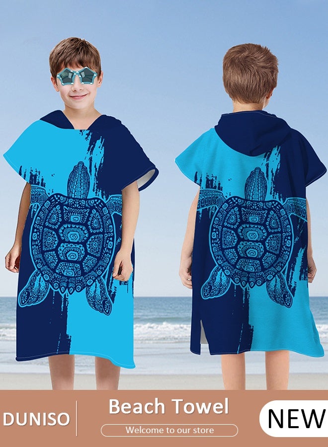 DUNISO Wearable Kids Bath Towel,Quick Drying Beach Poncho with Hood, Microfiber Bath Towel Super Soft Bathrobe,Changing Robe for Surfers and Swimmers - Image 1