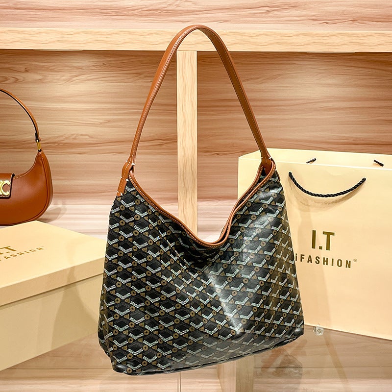 Hobo Underarm Bag New Trendy Mommy Bag Y-Shaped Printed Tote Bag Zipper Tote Mother-In-Law Bag Factory Batch - Image 1