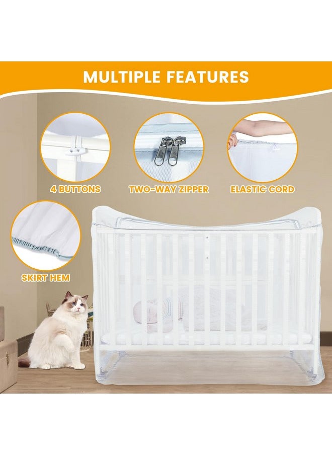 Orzbow - Orzbow Baby Crib Net to Keep Baby from Climbing Out, Encrypted Mosquito Net for Crib, Crib Safety Net with Two-Way Zippers, Durable and Breathable Mesh Cover, Falls and Mosquito Bites, White - Image 1