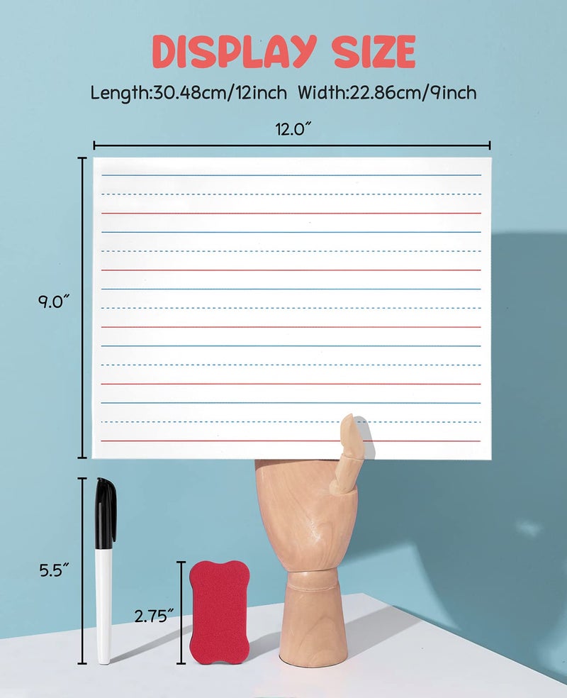 GAMENOTE White Board Dry Erase, Small Magnetic Lined White Board Set, Double Sided Magnet Ruled Lap Boards Whiteboard for Kids and Student Learning, 9x12 Inches (Pack of 12) - Image 5
