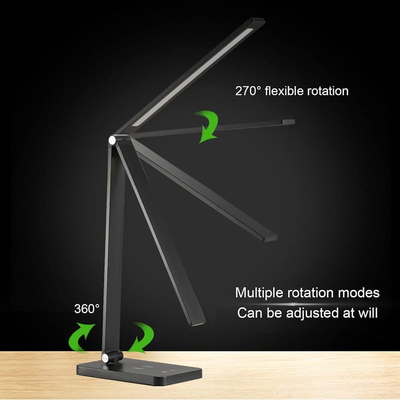 SKY-TOUCH Led Desk Lamp,Eye-Caring Office Lamp,Foldable,For Computer/Desktop,Touch Control With Usb Charging Port,For Home Library,Bedside,Office,12 * 19 * 38Cm - Image 2