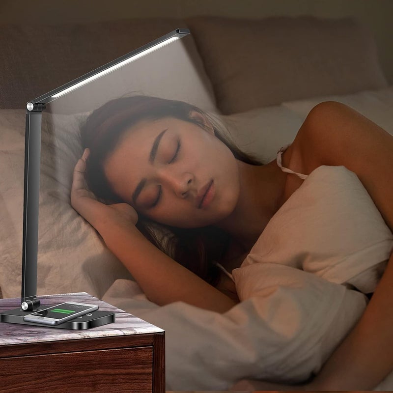 SKY-TOUCH Led Desk Lamp,Eye-Caring Office Lamp,Foldable,For Computer/Desktop,Touch Control With Usb Charging Port,For Home Library,Bedside,Office,12 * 19 * 38Cm - Image 3