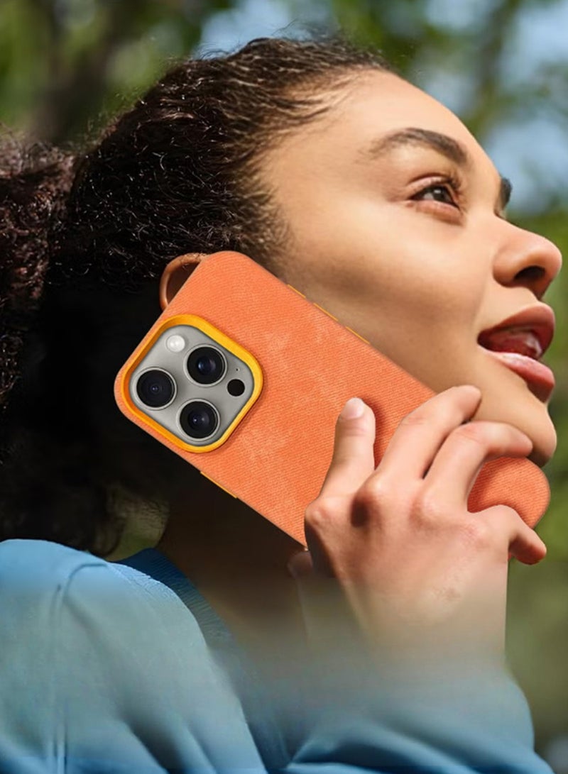 CATANES 2Packs iPhone 15 Pro Max Alcantara Case Cover Premium Quality Luxurious Soft Touch Protection with Metal Camera Frame with a 3D Screen Protector - Orange  - Image 3