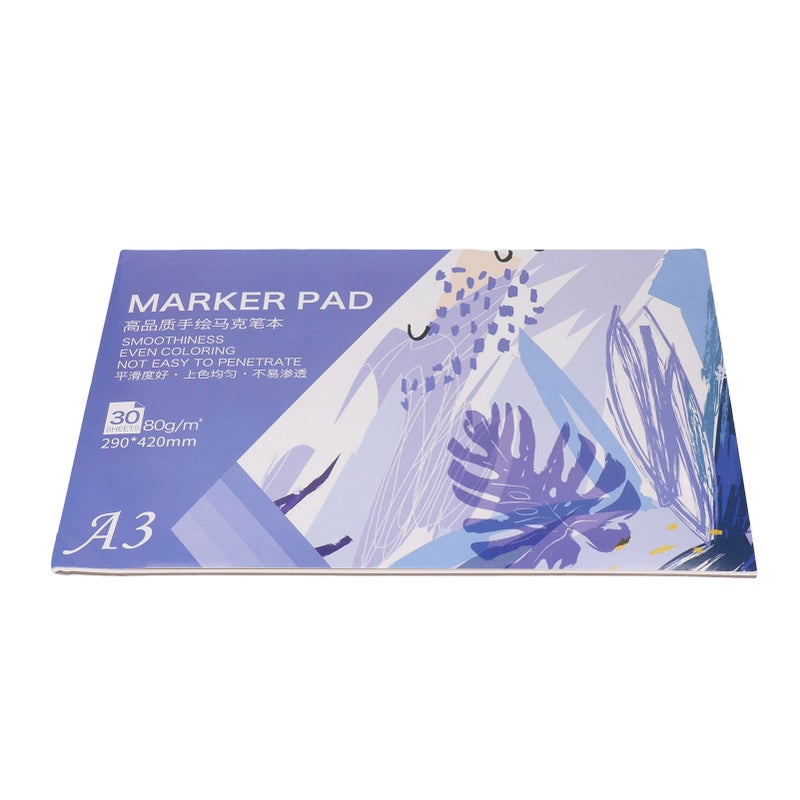 Marker Pad: A3 Size 30-Sheet Impermeable Art Paper - Portable Multi-Purpose Marker Pad Sketchbook for Artists, Beginners, Kids, Outdoor & Home Art Creation - Image 1