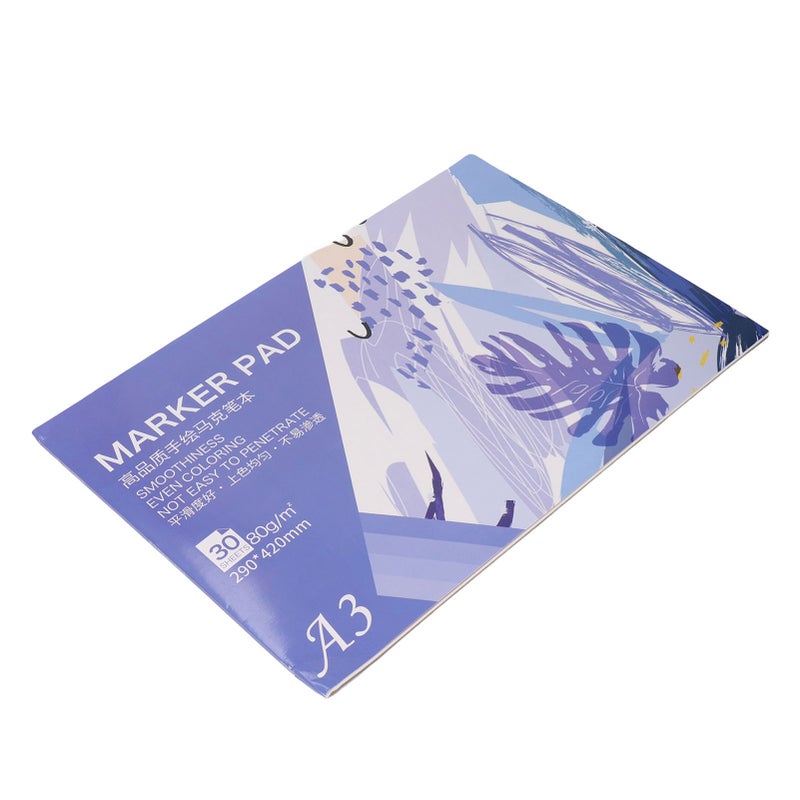 Marker Pad: A3 Size 30-Sheet Impermeable Art Paper - Portable Multi-Purpose Marker Pad Sketchbook for Artists, Beginners, Kids, Outdoor & Home Art Creation - Image 2