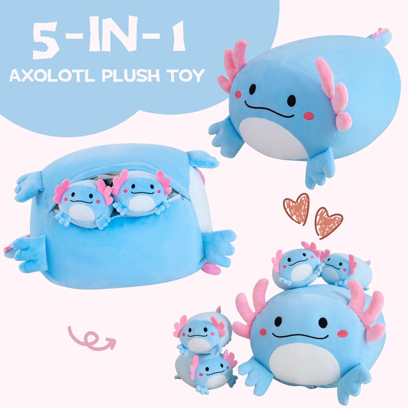 Gudisi Axolotl Plush  16"" Cute Axolotl Stuffed Animals Mommy With 4 Baby Plushies In Tummy Soft Jumbo Axolotl Plush Christmas And Birthday Gifts For Girls Boys - Image 2