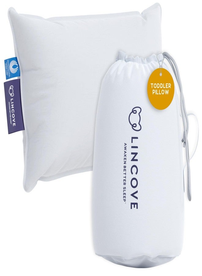 Lincove Canadian Down Toddler Pillow for Sleeping - Perfect for Kids Travel Pillow, Nap Time, Toddler Cot, Crib, Bed - 800 Fill Power, 100% Cotton Shell, 400 Thread Count (13 x 18) - Image 1