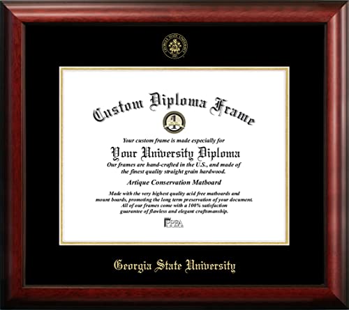 Campus Images Georgia State University Diploma Frame, 14 x 17 Satin Mahogany, Black & Gold Matting - Image 1