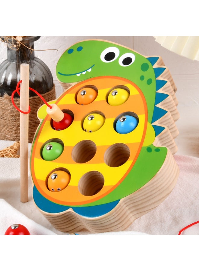 تعليم الطفولة المبكرة، صيد القطط، صنارة صيد مغناطيسية للأطفال الصغار، تطوير الذكاء، ألعاب خشبية للتدريب على سطح المكتب - اللون: صيد الديناصورات OYI - Image 1