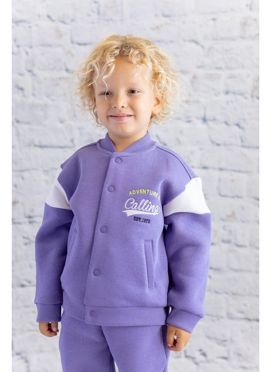Zeyland Kids Printed College Jacket - Lilac  - Image 1