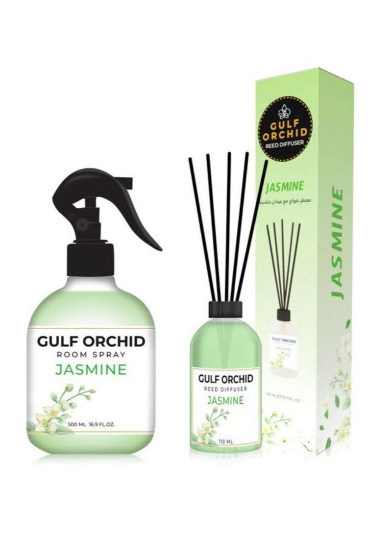 Gulf Orchid ROOM SPRAY JASMINE 500 ml + REED DIFFUSER JASMINE  110 ml 