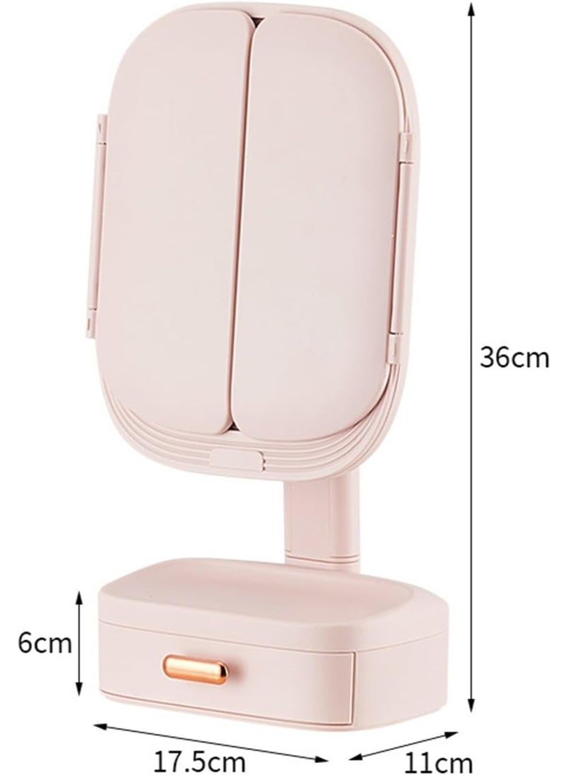 إلترازون Tri-Fold Makeup Mirror with LED Lights – Adjustable Touch Screen Vanity Mirror with 1X/2X/3X Magnification, 180° Rotation, Dual Power Options & Foldable Design for Dressing Table or Travel - Image 2