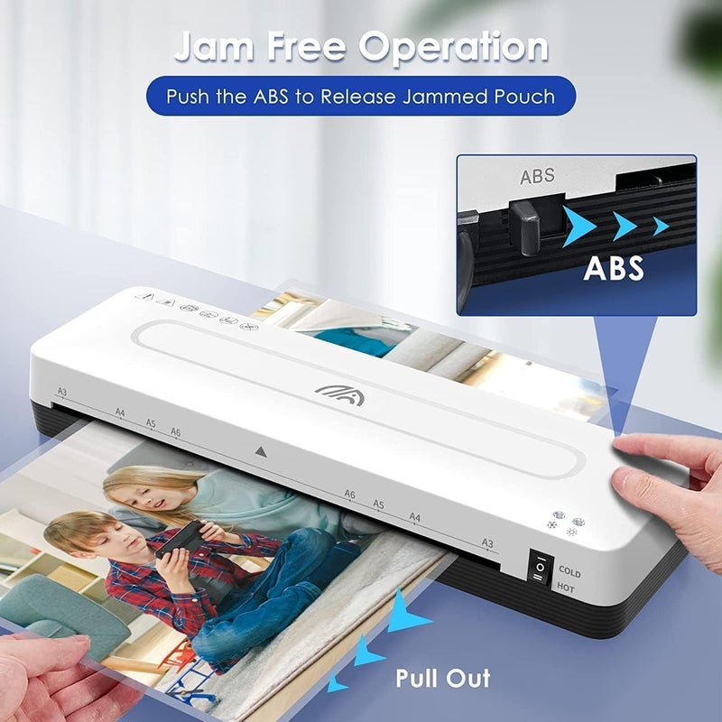4 In 1 Laminator Machine, A4, 40 Laminating Sheets, Hot Cold, Paper Trimmer, Corner Rounder, 23cm Width, 340mm/min Speed, White, BADMS0005 - Image 5