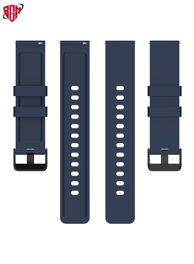 BGM Watch Band Strap For Amazfit Bip 3 20mm Step Silicone Strap Stainless Steel Black Buckle(Midnight Blue)  - Image 2