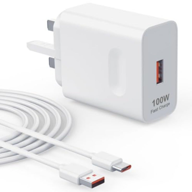 شاحن سريع 100 واط USB سوبر تشارج متوافق مع شاحن Honor السريع - رمز توصيل بمنفذ USB-A إلى Type-C - كابل شحن 6A بطول 1 متر - Image 2