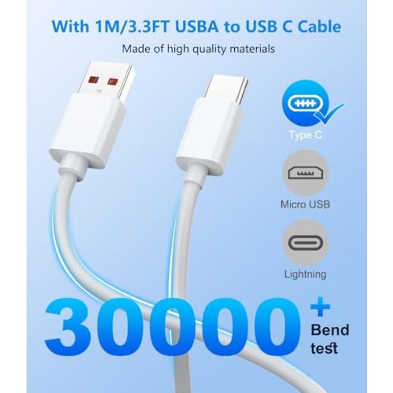 شاحن سريع 100 واط USB سوبر تشارج متوافق مع شاحن Honor السريع - رمز توصيل بمنفذ USB-A إلى Type-C - كابل شحن 6A بطول 1 متر - Image 3