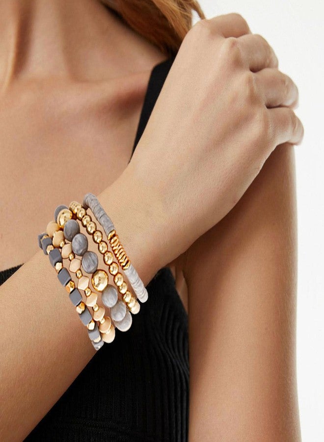 Aigrnc Boho Beaded Stretch Bracelets For Women Girls Stackable Crystal Gold Beaded Bracelets Set Trendy Handmade Friendship Braeclet Jewelry Gifts - Image 5